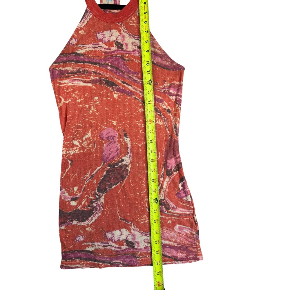Free People Intimately Red Purple Marble Swirl Halter Top Racerback Ribbed M/L - Picture 5 of 6